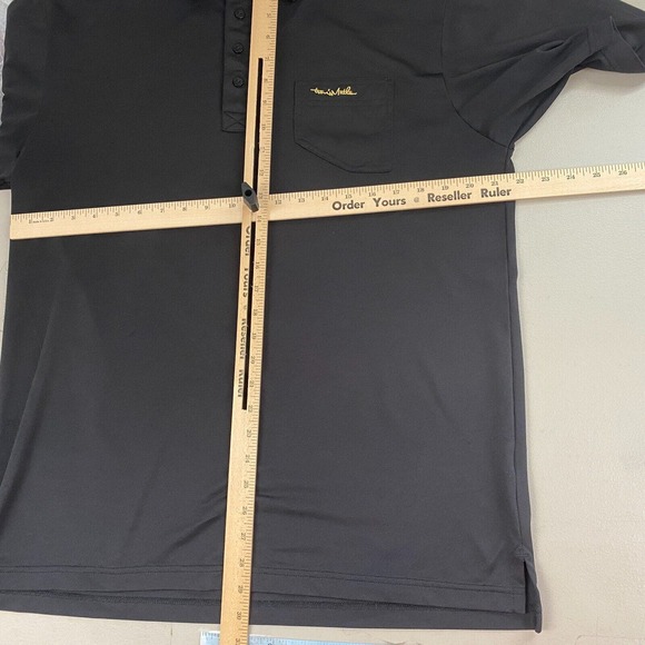 Travis Mathew Polo Shirt Mens Large Winged Solid Black Logo Pocket Short Sleeve - Picture 6 of 14
